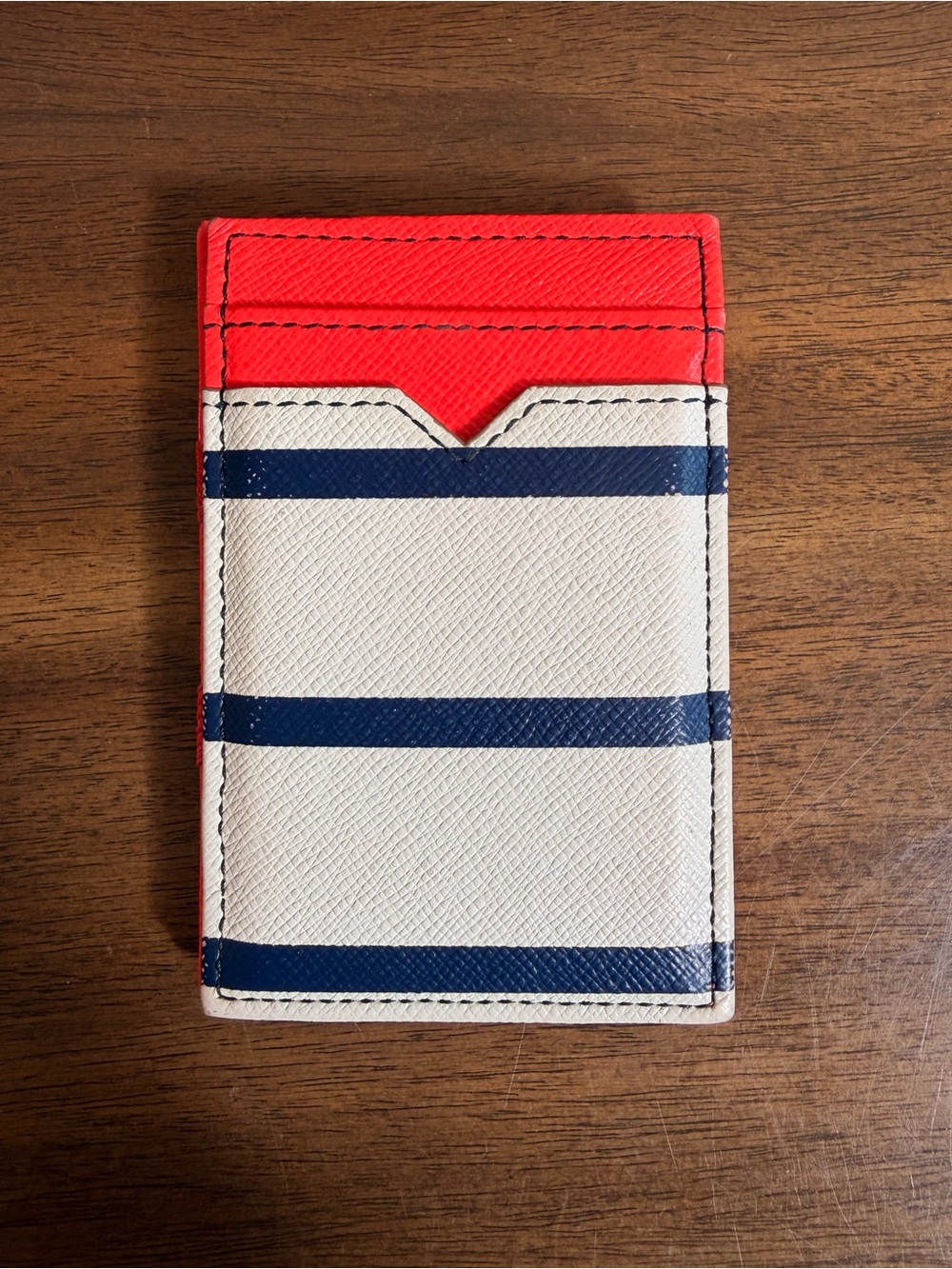 J. Crew Striped Card Holder in Red, Navy, and White